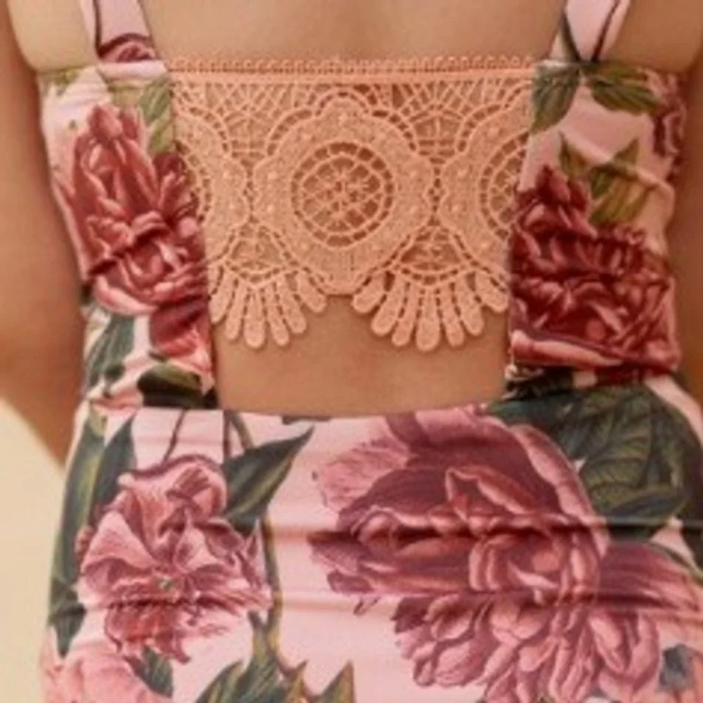 Mia Joy Joyfolie Teagan Swimsuit Girls 3 Pink Oversized‎ Floral Crochet Back Tie